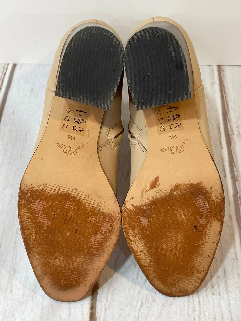 J Crew Women’s 9.5 Tan Leather Ankle Boots Classic Zip Closure BA566